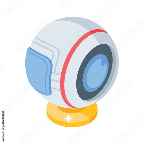 Handy isometric style icon of connected digital webcam