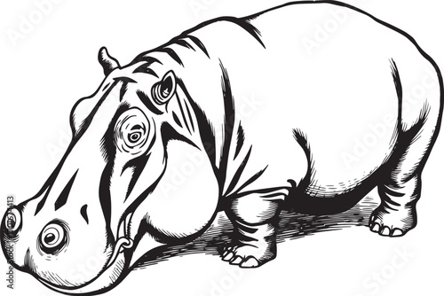 Illustration of a behemoth. Hand drawn vector illustration