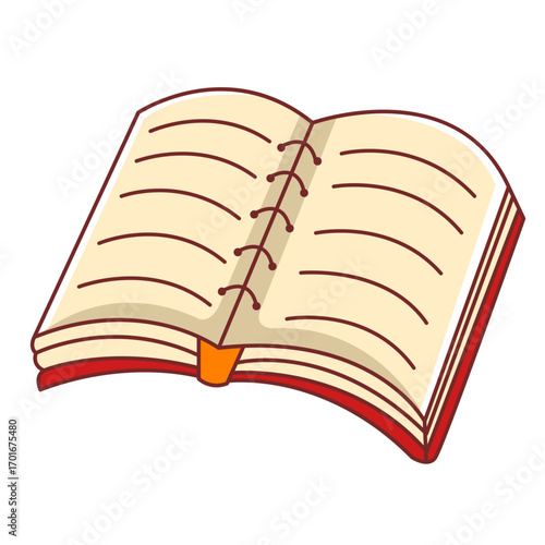 open lined book vector illustration for school and work
