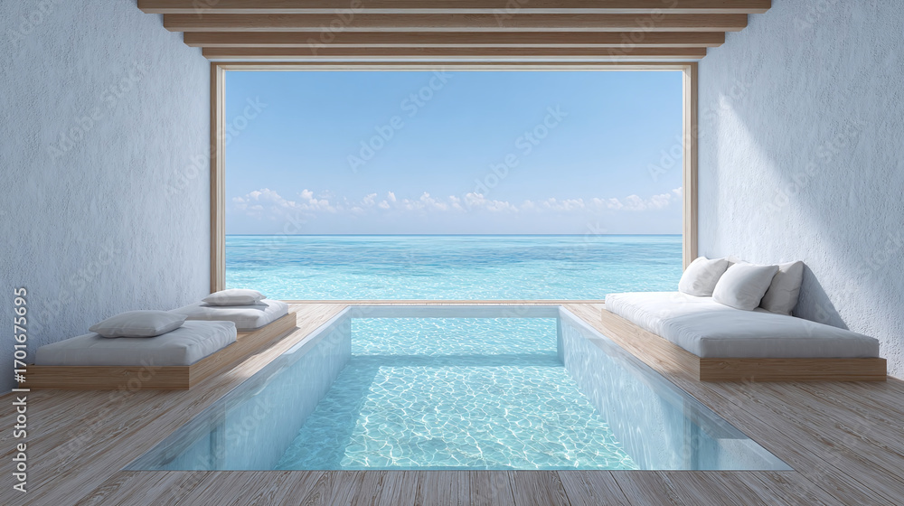 Fototapeta premium Stunning Oceanfront Pool House Design