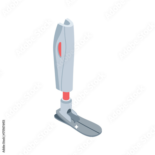 Sturdy isometric style icon of advanced robotic leg