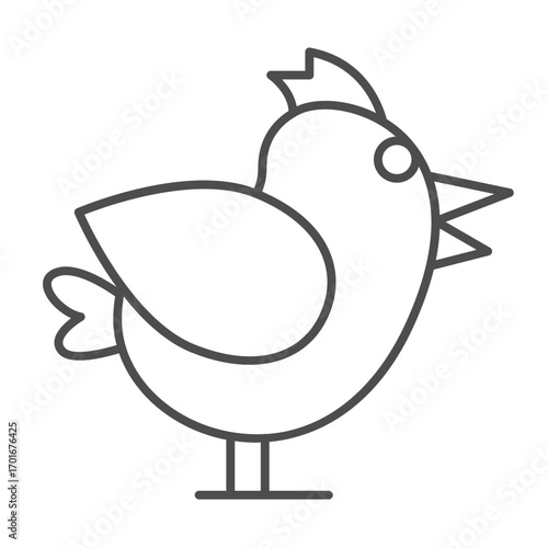 Chicken child thin line icon, spring season concept. Vector graphics. Small chick animal, farming sign on white background, outline style icon for mobile or web design.