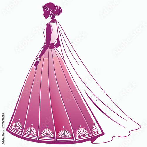 Woman in traditional lehenga choli, fashion design