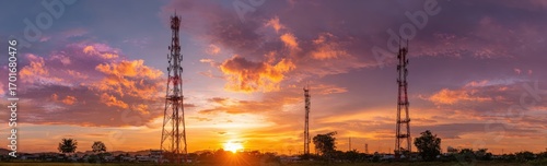 Sunset panorama with communication towers (1)