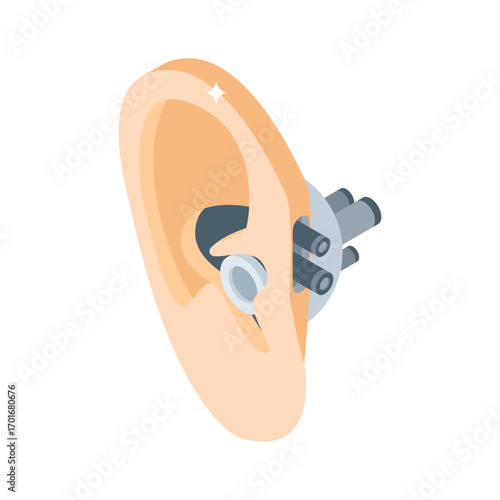 Functional isometric style icon of digital hearing device