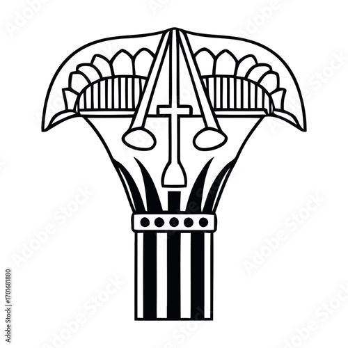 A minimalist line art vector icon set of Ancient Egypt. Featuring pharaohs, hieroglyphics, and cultural symbols for historical projects
