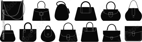  Fashion Handbag Silhouettes: A Vector Collection of Women's Purses and Bags for Style, Accessories, and E-commerce Designs

.