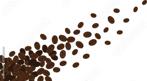 Flat Vector Falling Coffee Beans Minimal Pattern Illustration