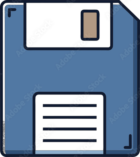 Retro floppy disk icon for data storage and technology concepts