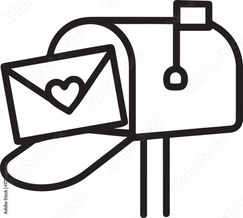 Love Letter Delivery: A charming illustration depicts a mailbox with an open door, revealing a lovingly adorned envelope, symbolizing the arrival of a heartfelt message.