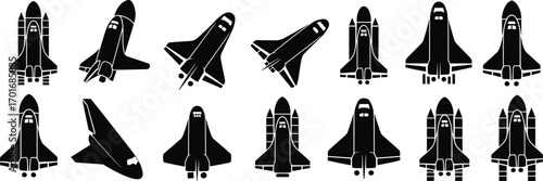 Space Shuttle Silhouettes: A Vector Collection of Spacecraft in Various Poses for Science, Technology, and Exploration Projects

.