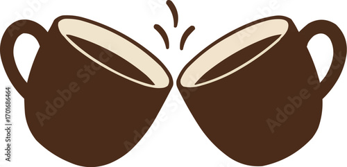 Flat Vector Coffee Cup Cheers Minimal Celebration Illustration