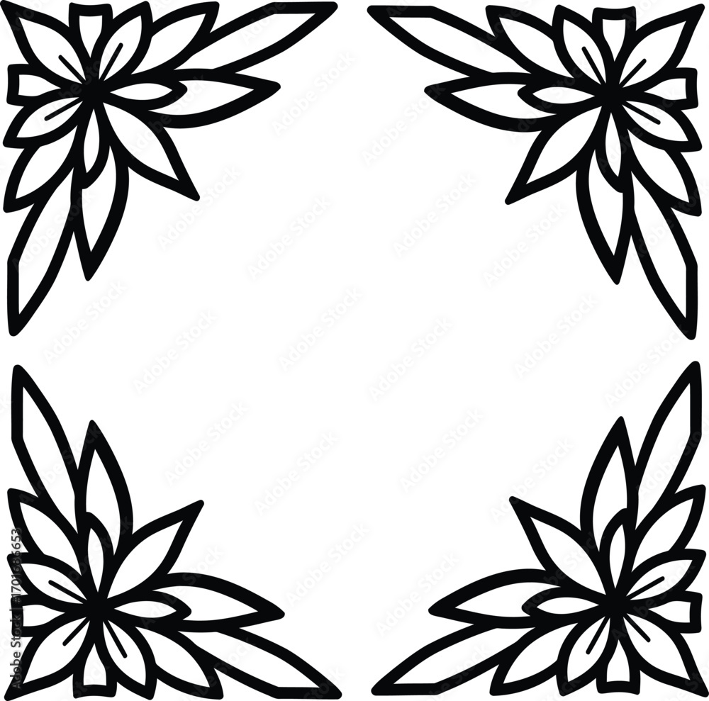 Obraz premium Elegant black and white tribal frame vector illustration, a decorative ornate border with swirling lines and abstract design, perfect for invitations, certificates, and unique graphic elements.