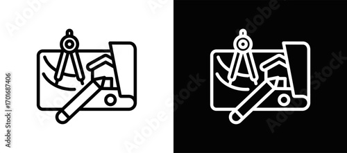 Blueprint Icon In Black And White Filled Style