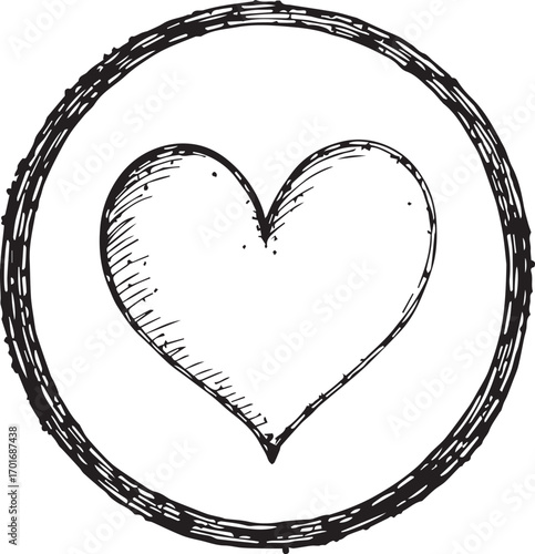 Love in a Circle: An intricately illustrated heart is enclosed in a circular frame, symbolizing the eternal bond. The design exudes a minimalist charm.