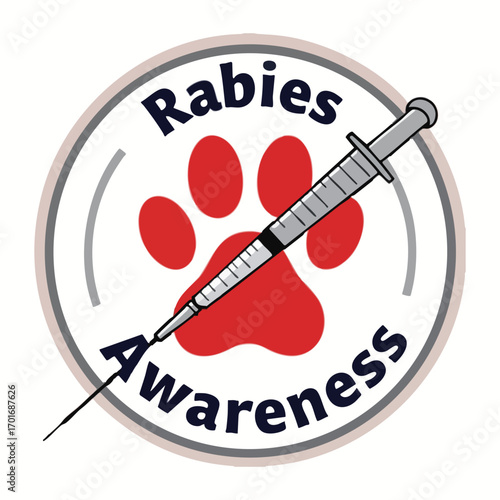 World Rabies Day vector pack with awareness badges, calendar icons, medical cross dog tags, rabies virus microscope view, vaccine syringes, and heart-shaped dog and cat paw print designs.