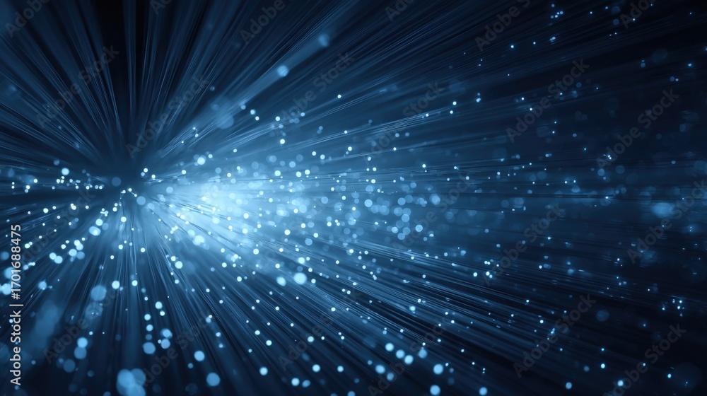 Naklejka premium Abstract Fiber Optic Network Cables Transmitting Data, Representing High Speed Internet Connections and Technology