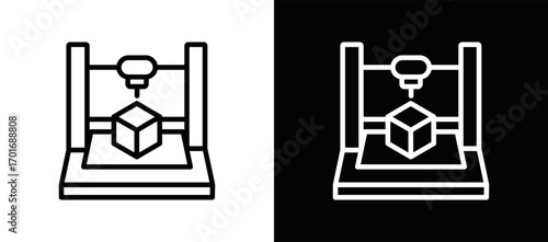 3D Printing In Architecture Icon In Black And White Filled Style