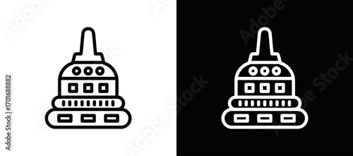 Cultural Landmarks Icon In Black And White Filled Style