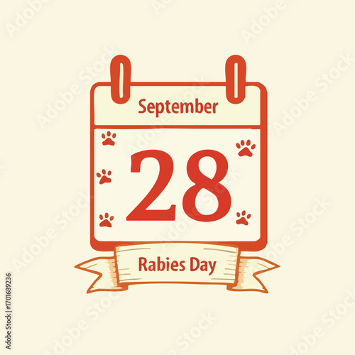 World Rabies Day vector pack with awareness badges, calendar icons, medical cross dog tags, rabies virus microscope view, vaccine syringes, and heart-shaped dog and cat paw print designs.