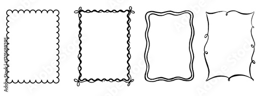 Hand Drawn Ink Vintage Marine Frames Vector Coastal Stamp Border Set for Wedding Birthday Invitations