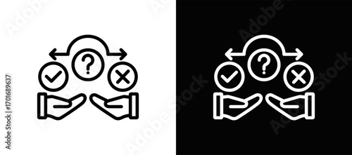 Decision Making Icon In Black And White Filled Style