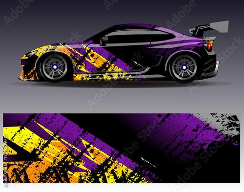 Car wrap design vector. Graphic abstract stripe racing background designs for vehicle, rally, race, adventure and car racing livery