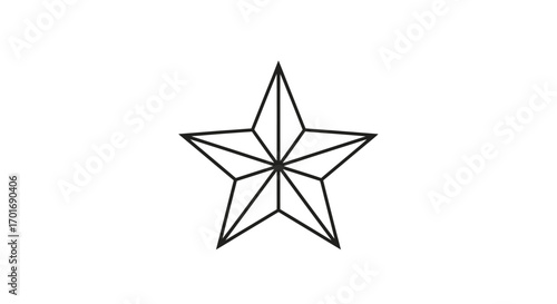 Stylized five-pointed star illustration with intricate geometric design and outline