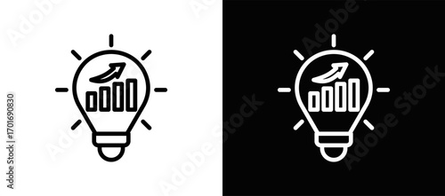 Business Intelligence Icon In Black And White Filled Style