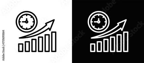 Time Management Icon In Black And White Filled Style