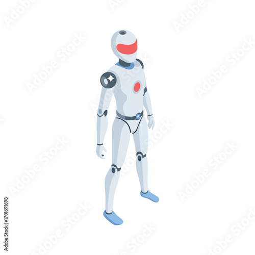 Well designed isometric style icon of humanoid robot