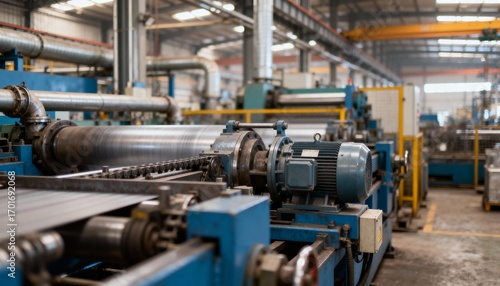 Wallpaper Mural Steel Manufacturing Plant: Heavy Machinery and Metal Production Equipment in a Modern Industrial Factory Torontodigital.ca