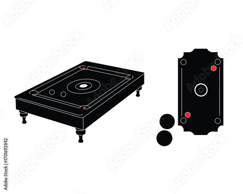 Vintage black and white illustration of a portable camping stove with a fuel canister and a separate burner element
