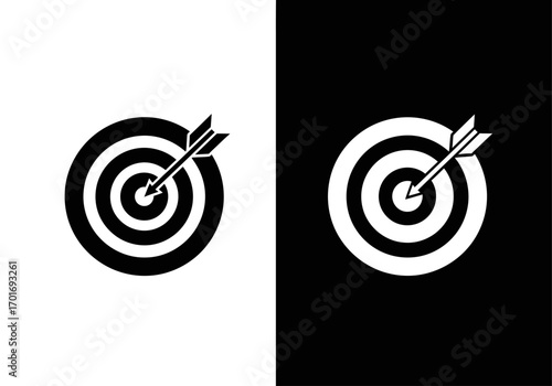 Target Icon: A monochrome target icon on a contrast background, symbolizing precision, focus, and achieving goals. The image presents a direct metaphor for setting goals and hitting them head-on.