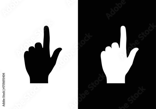 Pointing Hand Gestures: A contrasting pair of hand gestures, one black, one white, are positioned side-by-side against a dynamic backdrop, symbolizing choice, direction, and decision-making.