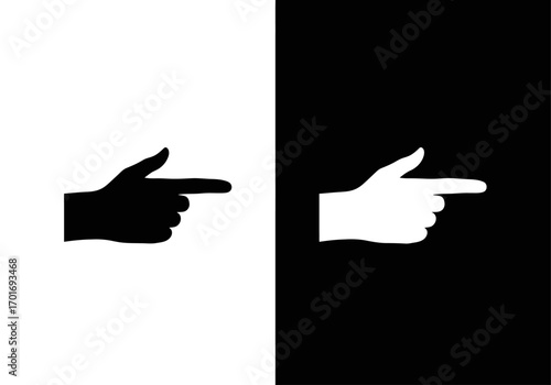 Point of Direction: A stark contrast silhouette of the human hand, meticulously poised to direct and guide. A dynamic symbol of direction and focus.