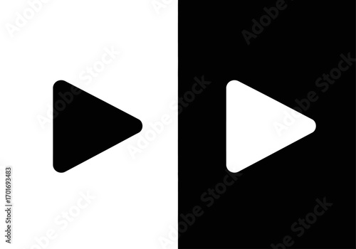 Play Button Icon: A minimalist and modern design of a play button icon, showcasing a simple yet elegant representation of the universally understood symbol for playback.