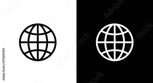 Global Connectivity: A minimalist and versatile icon depicting a stylized world map, representing global connections, digital communication, and worldwide access