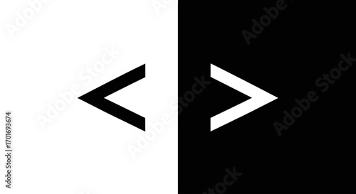 Code Icon: A minimalist, graphic representation featuring the symbols representing code brackets, positioned over a stark black and white background.