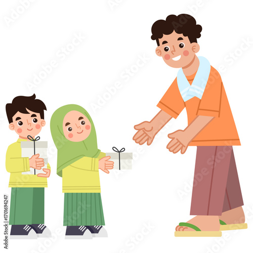 Illustration of children giving alms