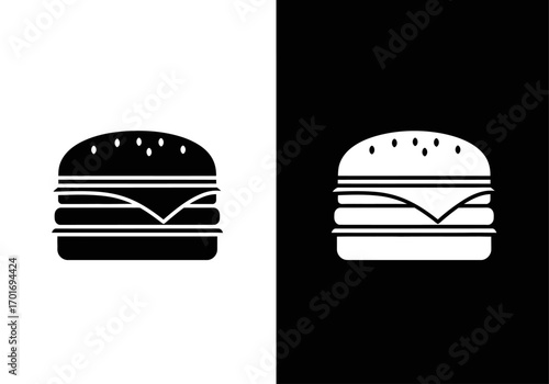 Burger Duplicity: A minimalist, high-contrast image of a burger showcases both its black and white perspectives.