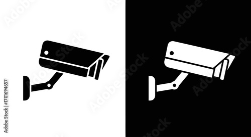Surveillance Camera Icon: A symbolic monochrome representation of a security camera, conveying an atmosphere of observation and safeguarding.