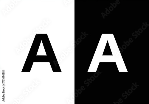 A Contrast of Perspectives: A visually striking composition showcases the letter A presented in contrasting shades of black and white, divided by a stark partition.