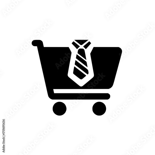 Business shopping cart with necktie icon vector symbolizing e commerce and professional retail