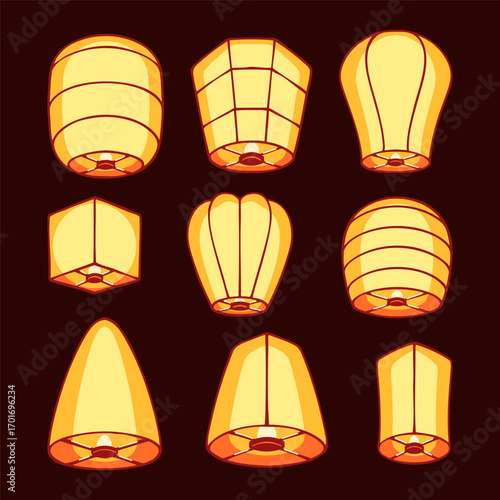 Set Of Sky Lanterns