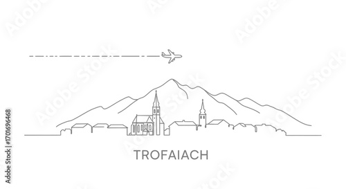 Trofaiach Skyline with Austria, and Line Art.