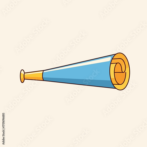 A cartoon illustration of a blue and gold telescope, ready for exploration and discovery.