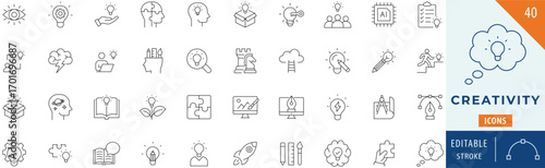 Creativity icon collection set. Editable stroke.
