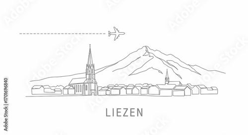 Liezen Austria Skyline Airplane Travel.