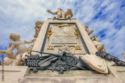 Iconic marble statue of Wolfgang Amadeus Mozart set amidst the picturesque Burggarten